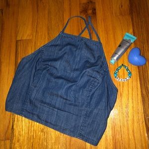 Hollister Cropped Halter Top Tank Top